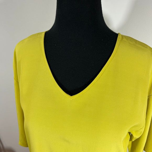 NWT Eileen Fisher Yellow Yarow Tencel Viscose Crepe Drop Waist Dress Womens XS - Picture 4 of 9